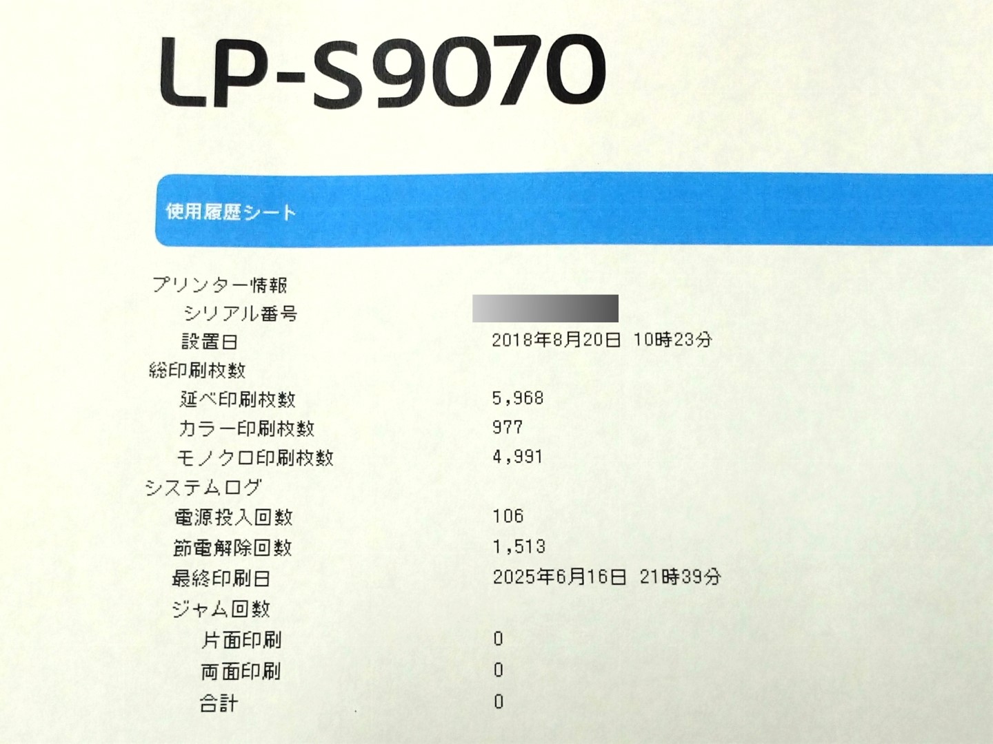 EPSON LP-S9070 EPSON A3カラーレーザープリンタ　6000枚